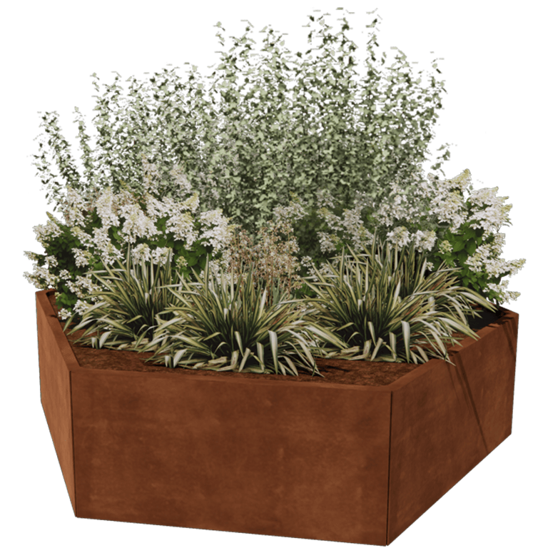 Corten steel planter - Hexagon - 199,3 x 173,2 cm