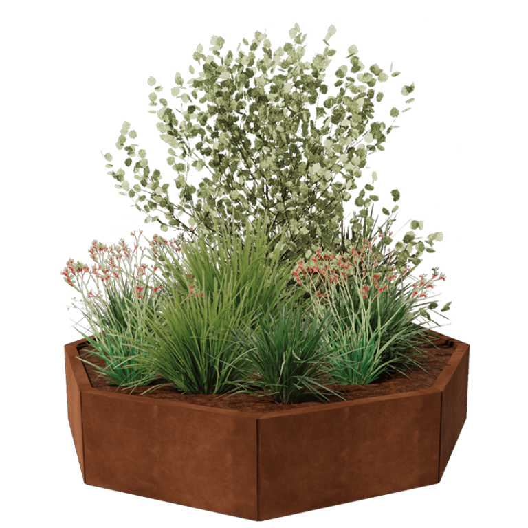 Corten steel planter - Octagon - 144,9 x 144,9 cm
