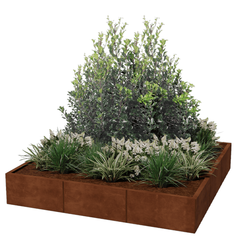Corten steel planter XXL - Square - 180 x 180 cm