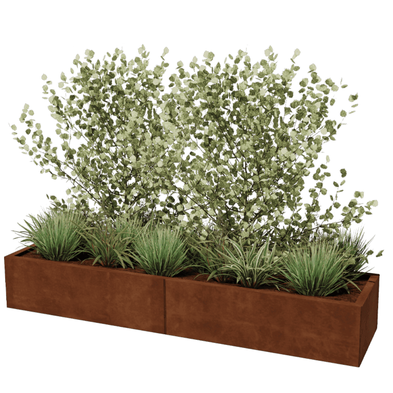 Corten steel planter XXL - Rectangle - 200 x 50 cm