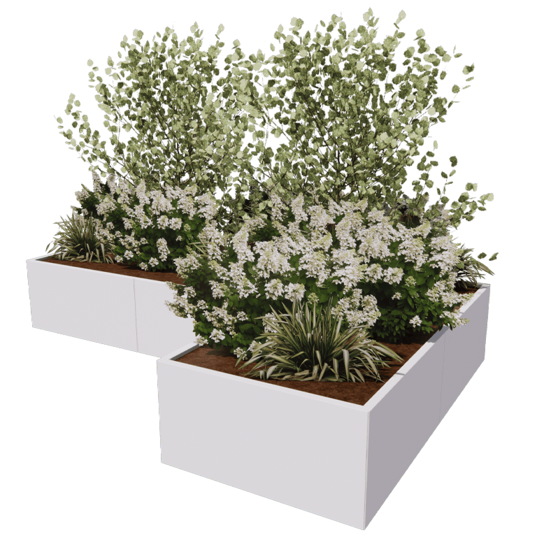 Steel planter - L-shape - 300 x 200 cm