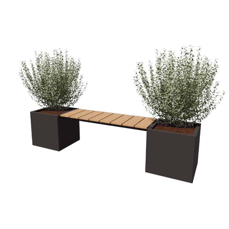 Steel planter - Square - 221,2 x 50 x 50 cm - With garden bench