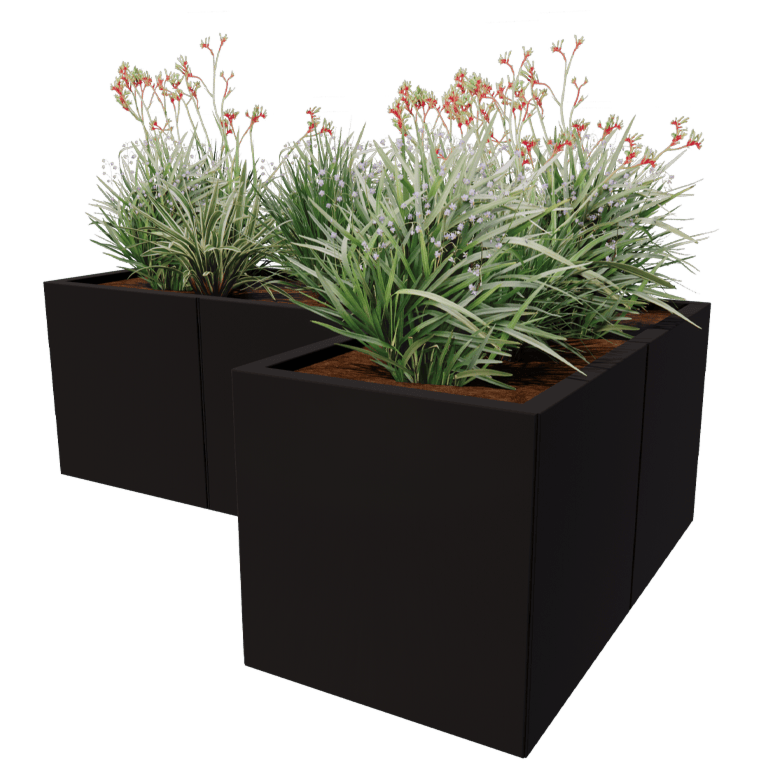 Steel planter - L-shape - 150 x 100 cm