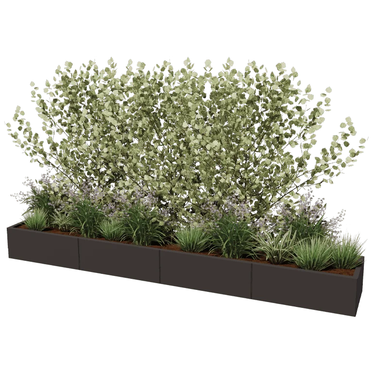 Steel planter XXL - Rectangle - 320 x 50 x 40 cm - Other RAL colour - With bottom plate
