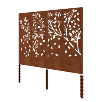 Corten steel garden panel - Tree complete set - 240 x 6 x 190 cm