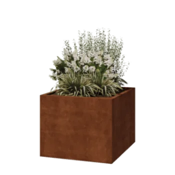 Corten steel planter - Square - 100 x 100 x 80 cm - Welded - With bottom plate