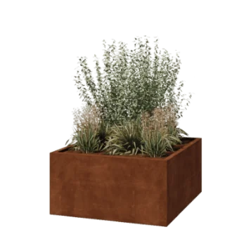 Corten steel planter - Square - 120 x 120 x 60 cm - Welded - Without bottom plate