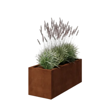 Corten steel planter - Rectangle - 120 x 50 x 50 cm - Welded - With bottom plate