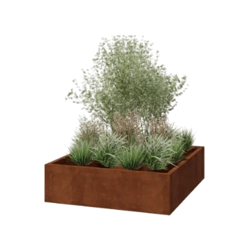 Corten steel planter - Square - 140 x 140 x 40 cm - Welded - Without bottom plate