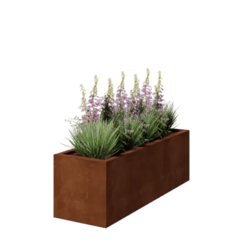 Corten steel planter - Rectangle - 150 x 50 x 50 cm - Welded - With bottom plate