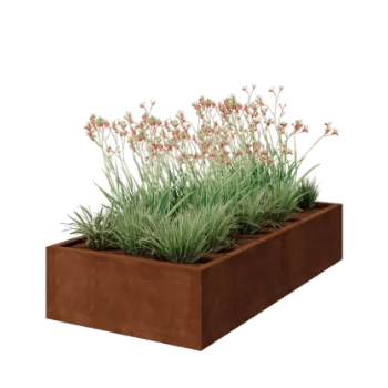 Corten steel planter - Rectangle - 200 x 100 x 40 cm - Welded - Without bottom plate