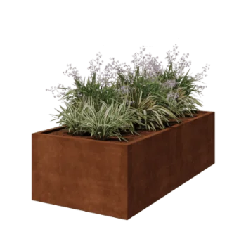 Corten steel planter - Rectangle - 200 x 100 x 60 cm - Welded - Without bottom plate