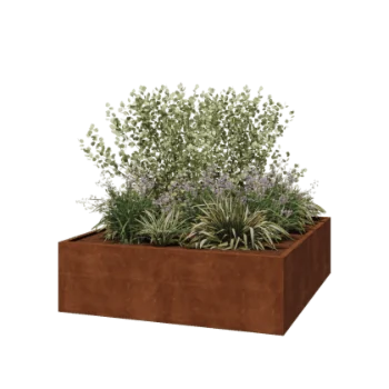 Corten steel planter - Square - 200 x 200 x 60 cm - Welded - Without bottom plate