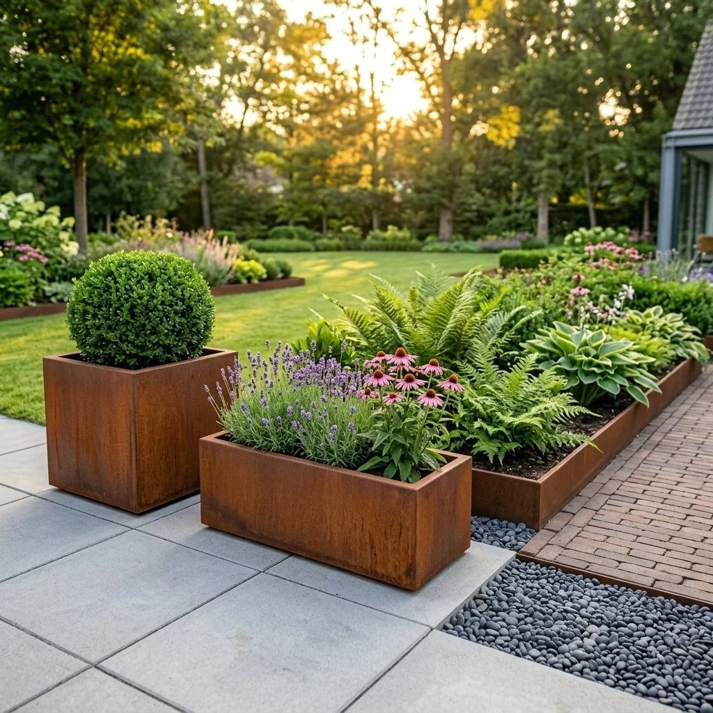 Corten steel planter - Rectangle - 120 x 60 x 40 cm - Without bottom plate