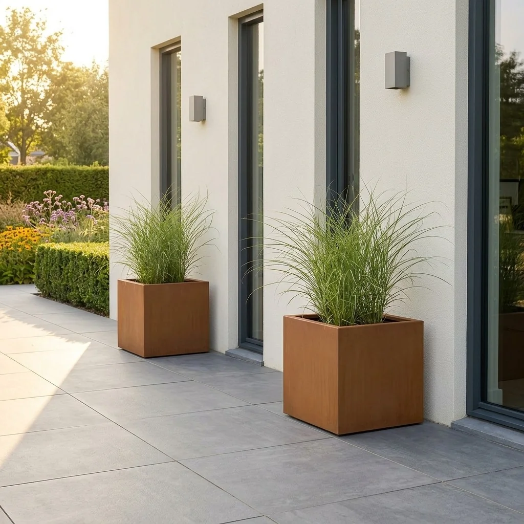 Corten steel planter - Square - 40 x 40 x 40 cm - With bottom plate