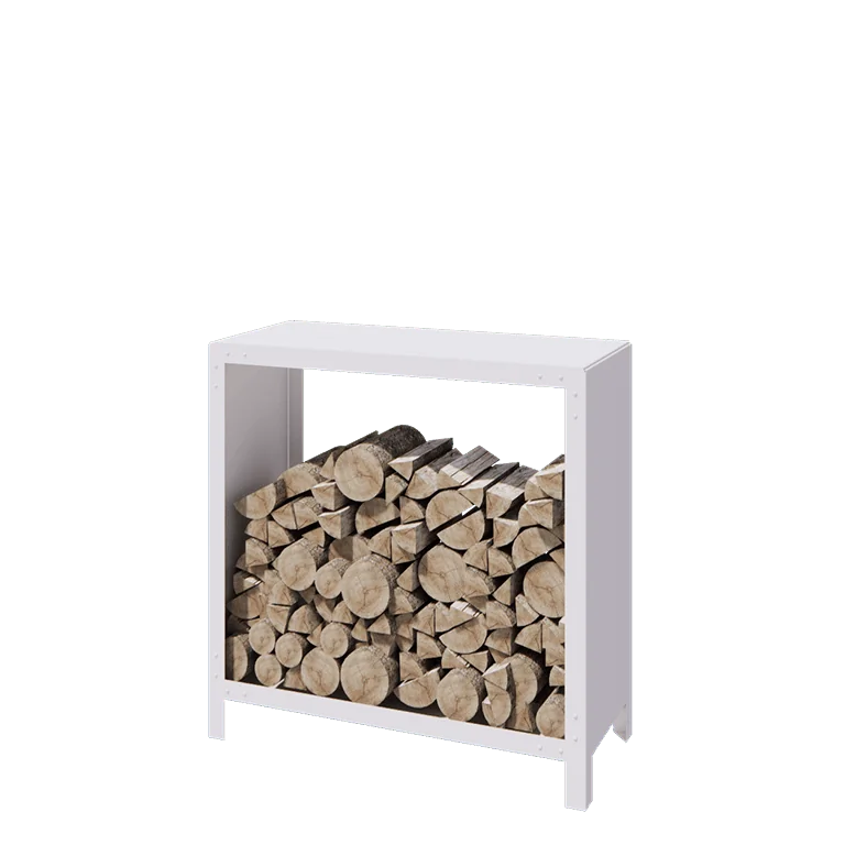 Steel log storage - Indiana - 100 x 40 x 100 cm - RAL9005 matt (white)