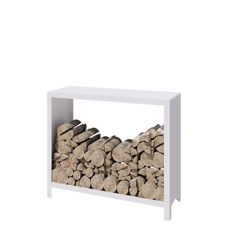 Steel log storage - Indiana - 120 x 40 x 100 cm - RAL9005 matt (white)
