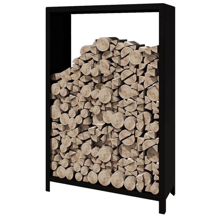 Steel log storage - Indiana - 120 x 40 x 180 cm - RAL9005 matt (black)