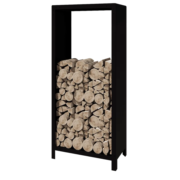 Steel log storage - Indiana - 80 x 40 x 180 cm - RAL9005 matt (black)