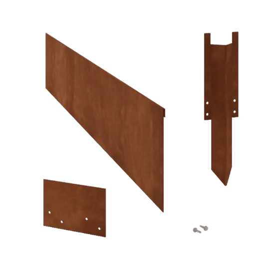 Corten steel lawn border edging - Flattened - Height 23 cm - Complete set 24 meter
