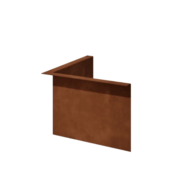 Corten steel lawn border edging - Bent edge - Inner corner - Height 22 cm