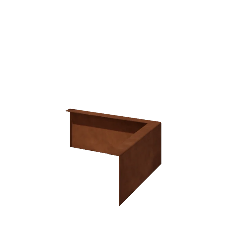 Corten steel lawn border edging - Bent edge - Outer corner - Height 12 cm