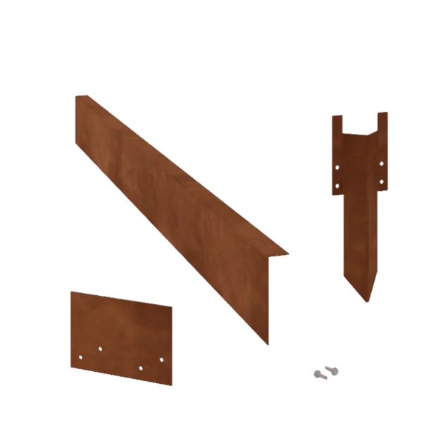 Corten steel lawn border edging - Bent edge - Height 12 cm - Complete set 15 meter