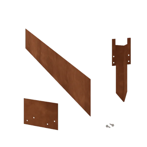Corten steel lawn border edging - Straight - Height 15 cm - Complete set 15 meter