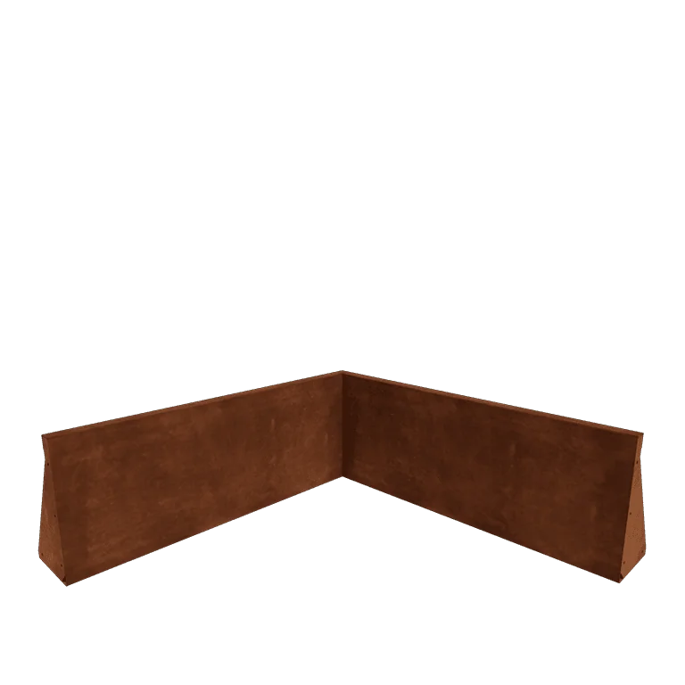 Corten steel retaining wall - Inner corner - 100 x 100 x 40 cm
