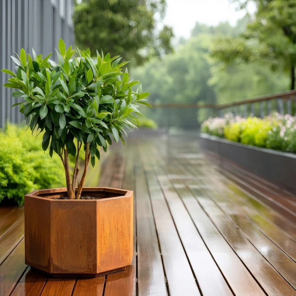Corten steel planter - Octagon - 96,6 x 96,6 x 60 cm - Without bottom plate