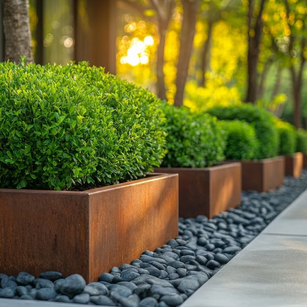 Corten steel planter - Square - 60 x 60 x 30 cm - With bottom plate - With wheels
