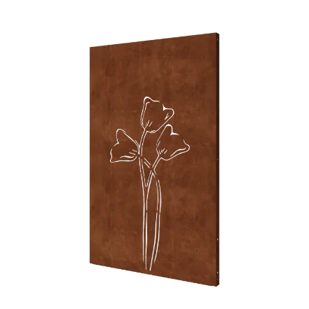 Corten steel garden panel - Tulip symmetrical - 120 x 6 x 190 cm