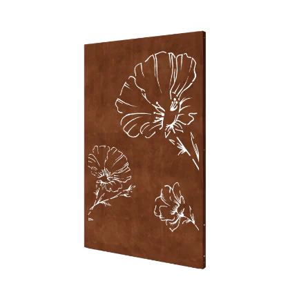 Corten steel garden panel - Poppy - 120 x 6 x 190 cm