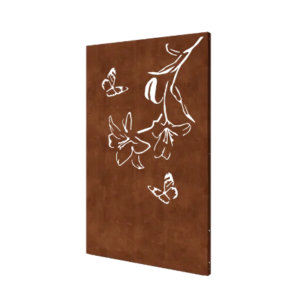 Corten steel garden panel - Lily - 120 x 6 x 190 cm