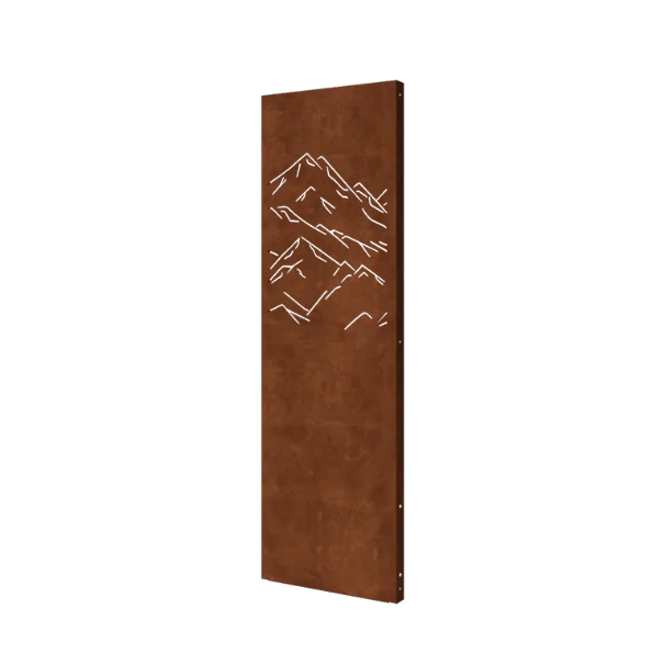 Corten steel garden panel - Mountains 3 - 60 x 6 x 190 cm