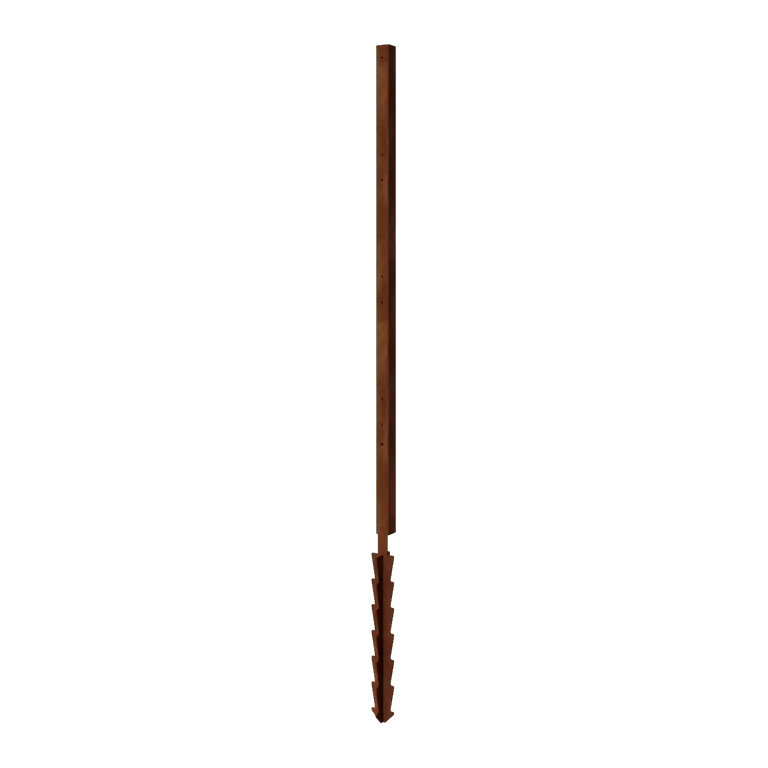 Corten steel post - Corner with support pin - 190 x 6 x 6 cm