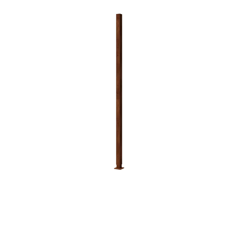 Corten steel post - Corner with base plate - 190 x 6 x 6 cm
