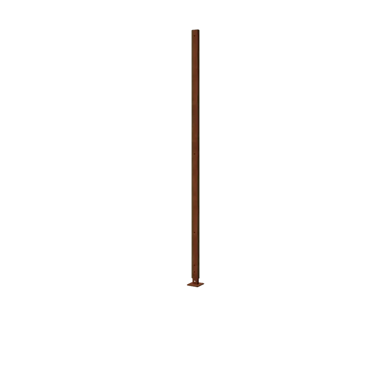Corten steel post - Straight with base plate - 190 x 6 x 3 cm