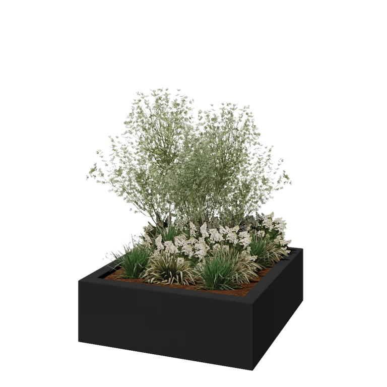 Fibreglass planter - Square - 120 x 120 x 40 cm - RAL7021 matt (black grey) - With bottom