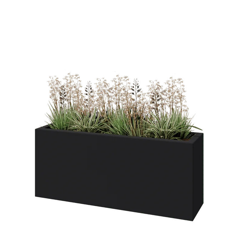 Fibreglass planter - Rectangle - 120 x 30 x 50 cm - RAL7021 matt (black grey) - With bottom