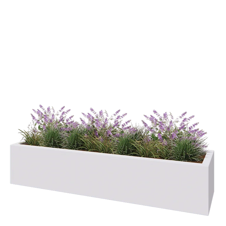 Fibreglass planter - Rectangle - 200 x 50 x 40 cm - RAL9010 matt (white) - With bottom