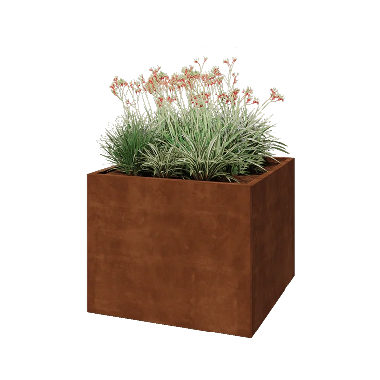 Corten steel planter - Square - 100 x 100 x 80 cm - Without bottom plate