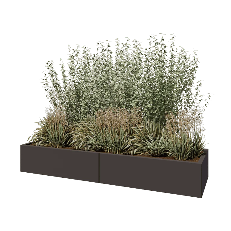Steel planter XXL - Rectangle - 200 x 60 x 30 cm - RAL7016 matt (anthracite grey) - Without bottom plate