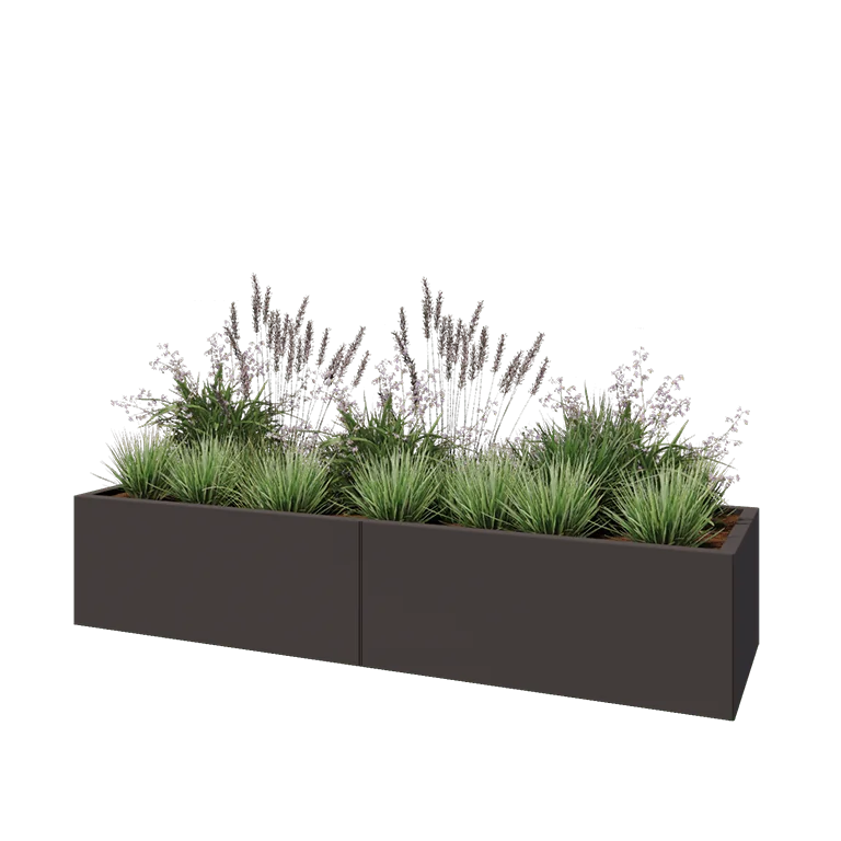 Steel planter XXL - Rectangle - 200 x 60 x 40 cm - RAL7016 matt (anthracite grey) - Without bottom plate