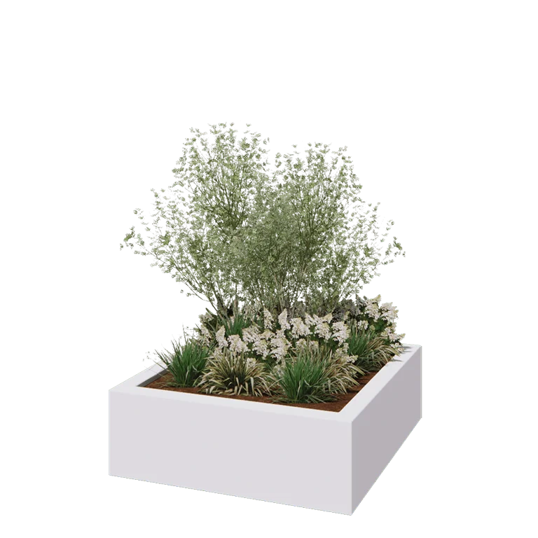 Fibreglass planter - Square - 120 x 120 x 40 cm - RAL9010 matt (white) - With bottom