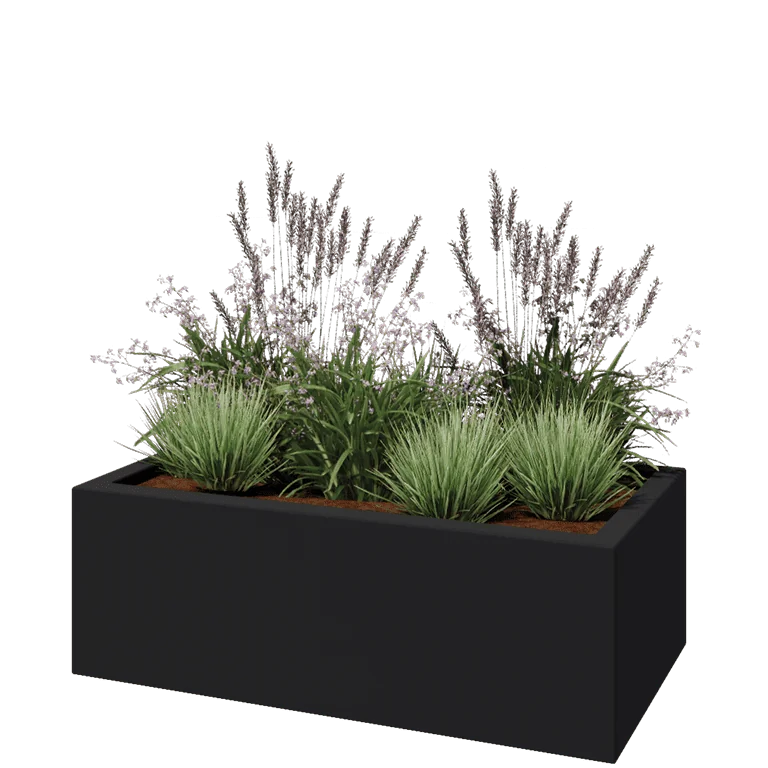 Fibreglass planter - Rectangle - 120 x 60 x 40 cm - RAL7021 matt (black grey) - With bottom