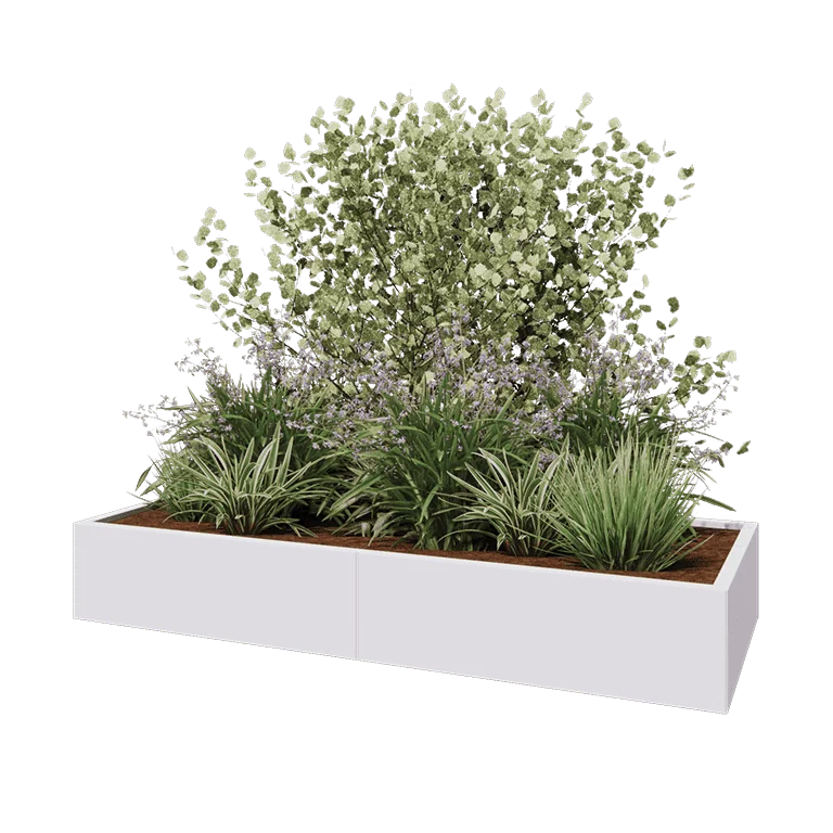 Steel planter XXL - Rectangle - 200 x 80 x 30 cm - RAL9005 matt (white) - Without bottom plate