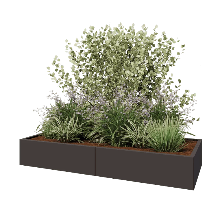 Steel planter XXL - Rectangle - 200 x 80 x 30 cm - RAL7016 matt (anthracite grey) - Without bottom plate