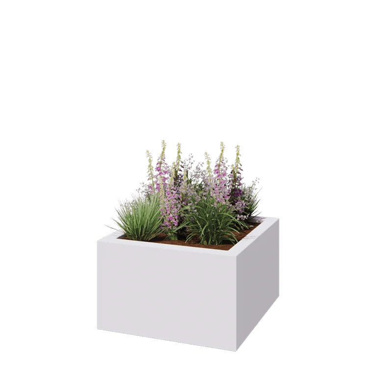 Fibreglass planter - Square - 100 x 100 x 60 cm - RAL9010 matt (white) - With bottom