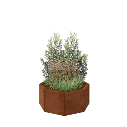 Corten steel planter - Octagon - 72,4 x 72,4 x 30 cm - With bottom plate